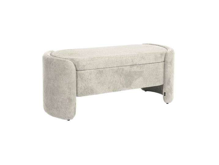 Banc coffre, bout de lit contemporain tissu gris clair