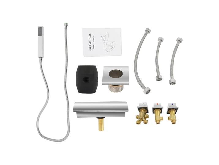 Système de douche, mitigeur de baignoire, ensemble 5 trous, robinet de baignoire, douchette, mitigeur cascade, robinet de baignoire en acier inoxydable, robinet moderne, argent