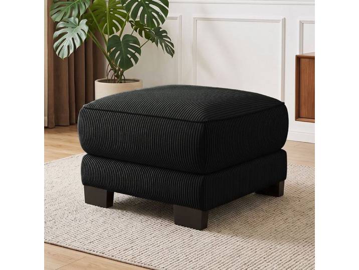Pouf repose-pieds - 72.5x67x53 cm - Pouf en velours côtelé modulable et confortable - Noir