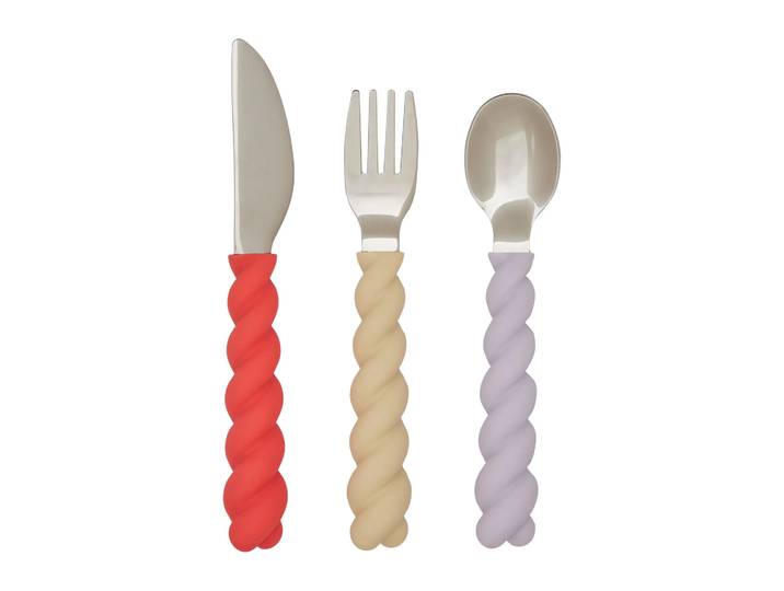 OYOY Mellow kinderbestek 3-delig Lavender-Vanilla-CherryRed