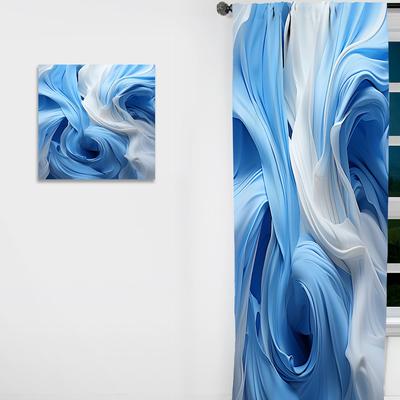 DESIGN ART "Designart ""Blue And White Abstract Spiral Cyclone Tranquility"" Abstract Spirals Curtain - Blackout Curtain - 1 Panel"
