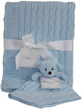 3 Stories Trading Company Cable Knit Baby Blanket Gift Set