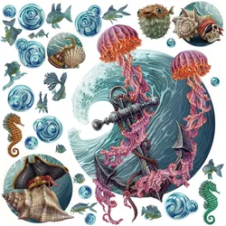 WANDAUFKLEBER 80x86cm - Die Unterwasserwelt der Quallen