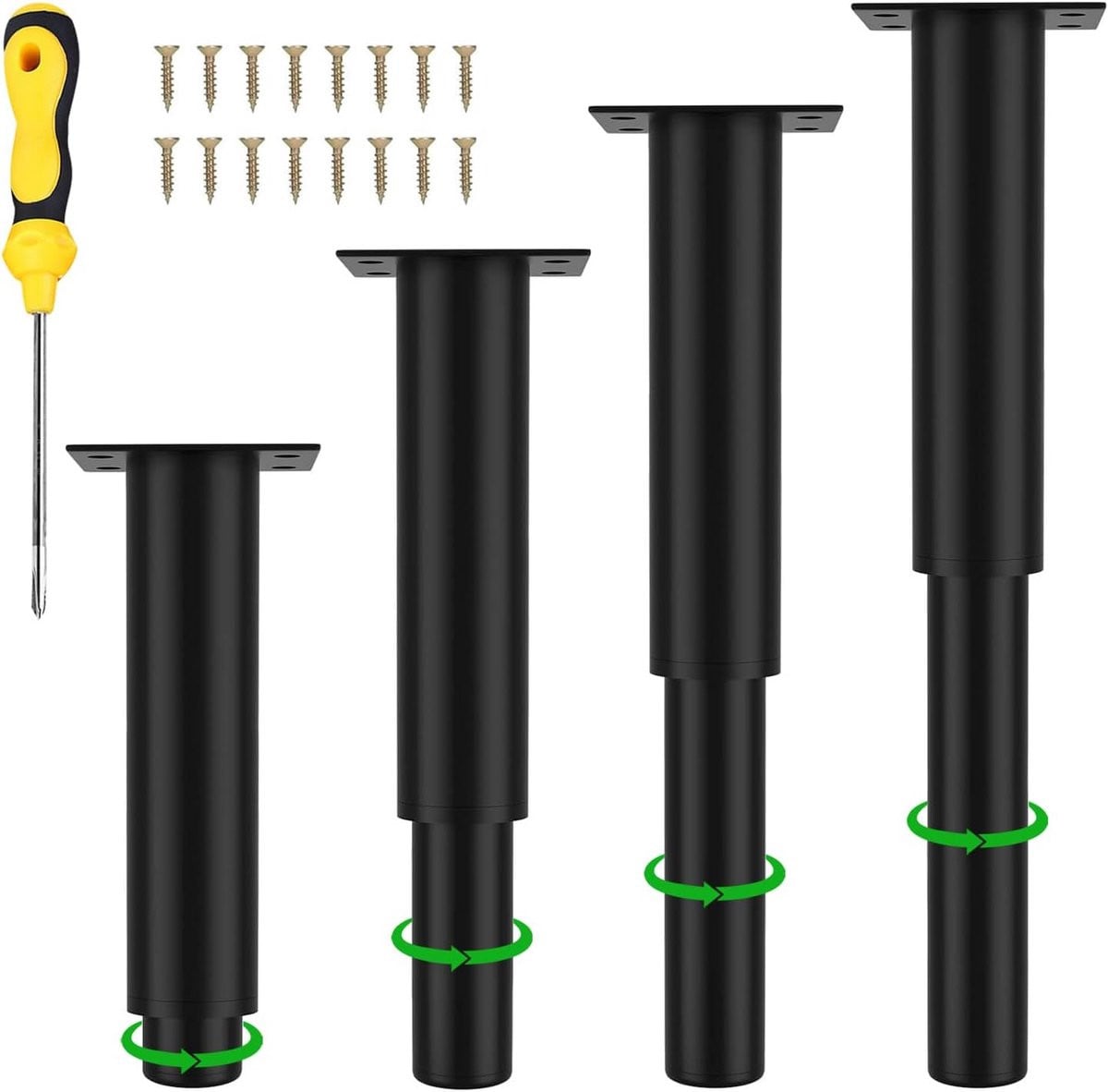 LTPRTZ Verstelbare Meubelpoten - 4 stuks, Zwart, Hoogte: 25-42 cm