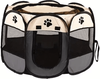 Inspire Picks Foldable Cat Maternity Tent Waterproof Octagonal Pet Playpen & Nest Kennel white Gray 73x73x43cm