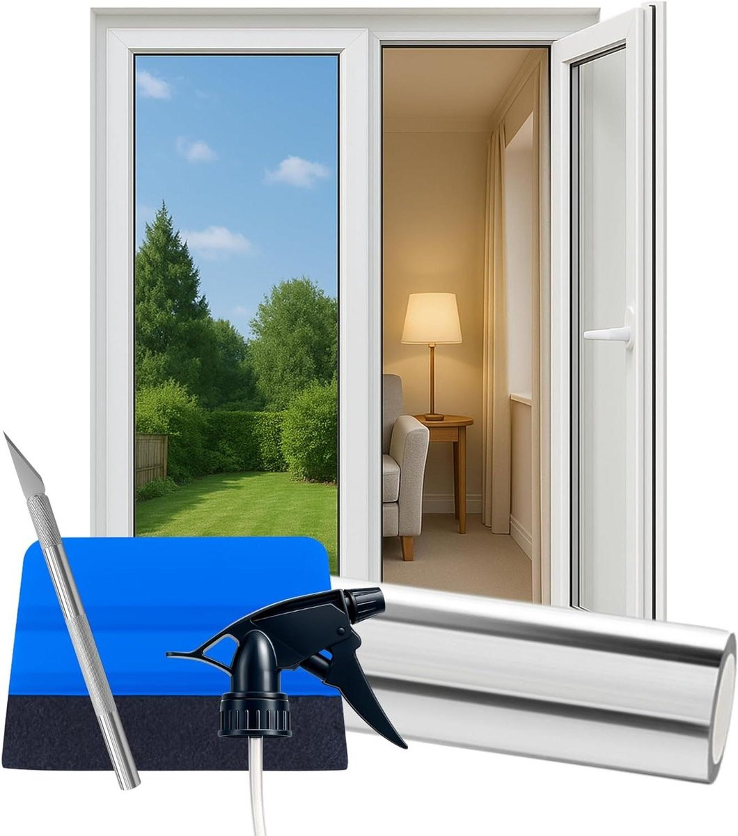 Raamfolie Zonwering Spiegelfolie Zilver 30 x 200 cm
