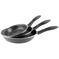 Magefesa K2 Gransasso 3er-Set Bratpfannen 18-20-24 cm, Induktion, Antihaftbeschichtung PFOA-Free STONE, Grau