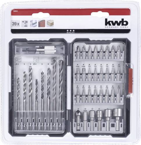 Kwb 108955 39teilig Bohrer- und Bit-Sortiment Metall, Stein, Beton, Holz, Mauerwerk