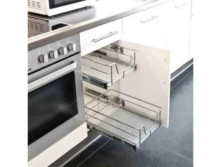 JEOBEST. Tiroir télescopique - Tiroir de Cuisine Coulisse à Panier Inserts de tiroir pour Armoire de Cuisine 2 x 34*14*41cm