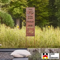 HOME DELUXE Rost Gartenstecker TAG OHNE LÄCHELN - Made in Germany
