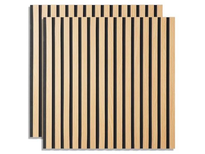 Homestyle4u 2x Akustikpaneele Holz 60x60 cm Wandpaneele Filz Braun Eiche Moderne 3D Wandverkleidung mit Akustikfilz zur Geräuschdämmung, MDF Holzlamellen zur Wandmontage im Wohnzimmer oder Büro