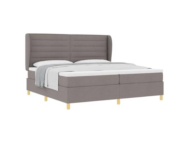 KKgypkn Boxspringbett mit verstellbarem Kopfteil und mittelfester Matratze 200x200 cm, Stoff Taupe