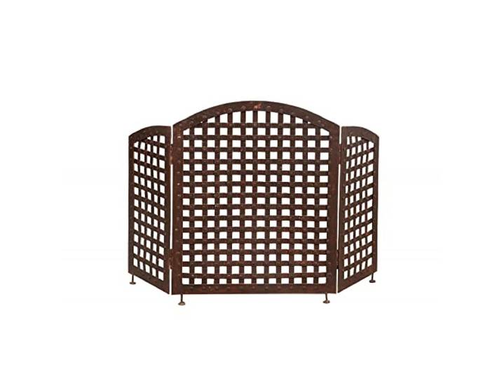Biscottini Funkenschutz für Holzkamin 120 x 4 x 76 cm Funkenschutz aus Holz aus Schmiedeeisen Spritzschutz Kamin