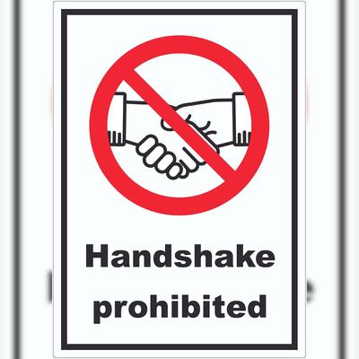 HB-Druck Handshake prohibited Aufkleber No handshake Symbol und Text Aufkleber A2 (420x594mm)