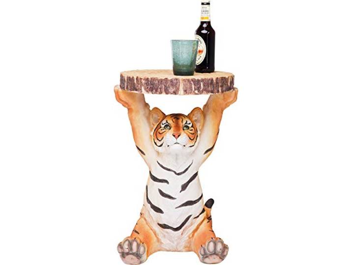 Kare Design Beistelltisch Animal Tiger, Mehfarbig, 35cm Durchmesser, Couchtisch, Ablage, Rund, Tiermotiv