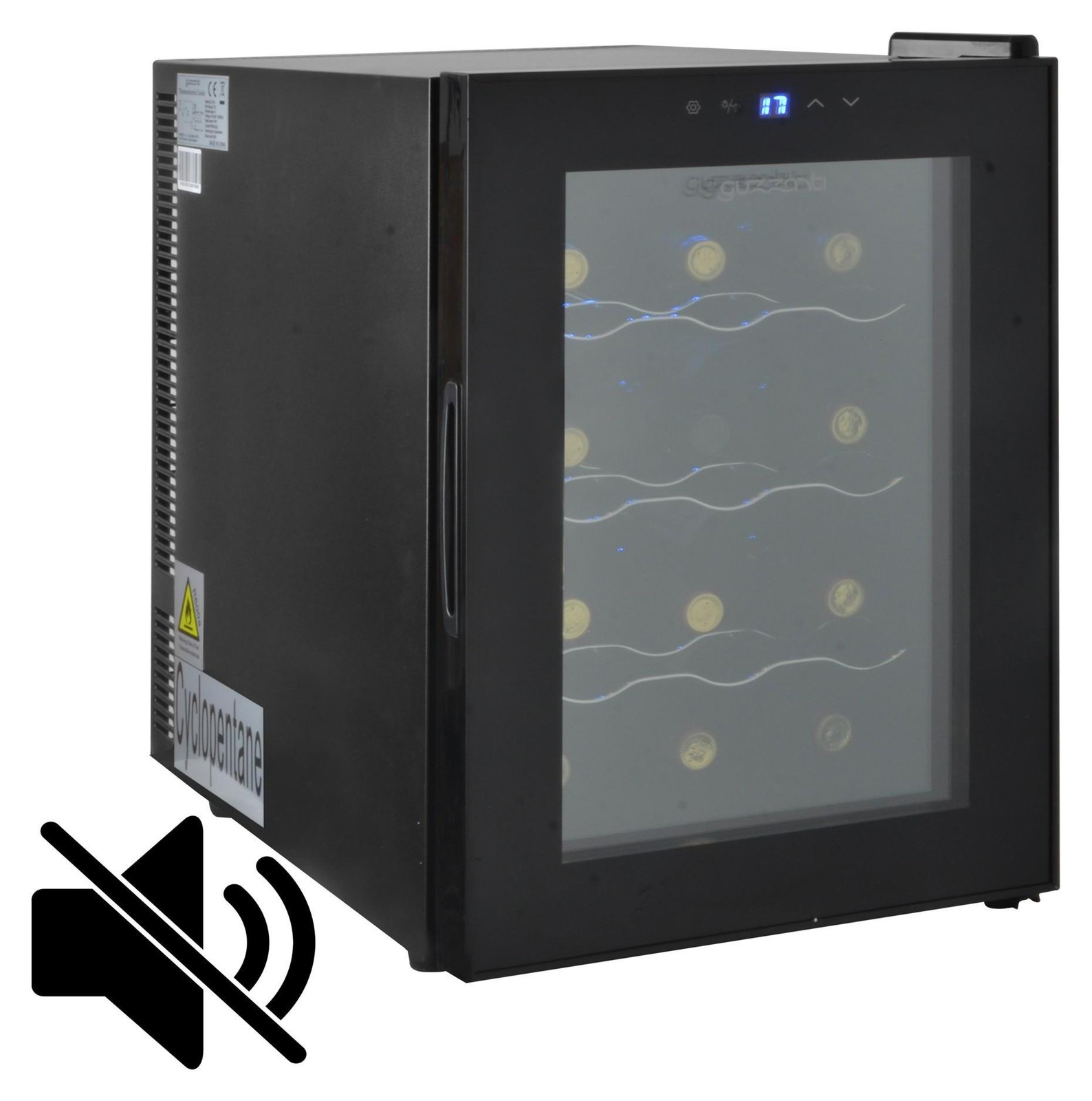 Guzzanti GZ 1234 Thermoelektrische wijnkoeler, Vrijstaand, 12 flessen, Zwart
