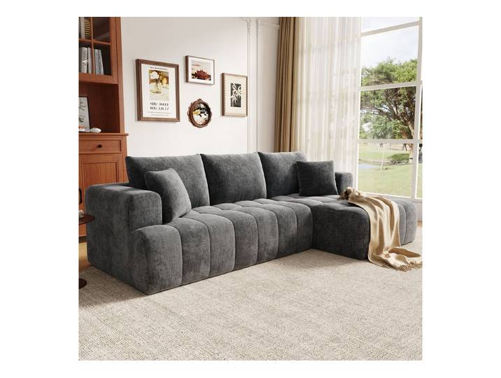 Odikalo Ecksofa Eckcouch mit Schlaffunktion Modulares Sofa, L Form, Cloud-Sofa, bequemes Chenille-Gewebe, frei kombinierbar, bodennahes Design, ideal für Wohnzimmer und Apartments, keine Montage erforderlich