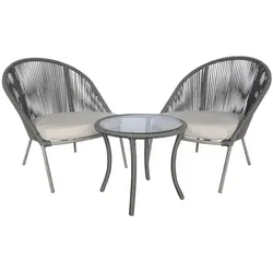 Garden Pleasure 3-tlg. Sitzgruppe mit Beistelltisch »Piräus« schwarz, 72x85x79 cm