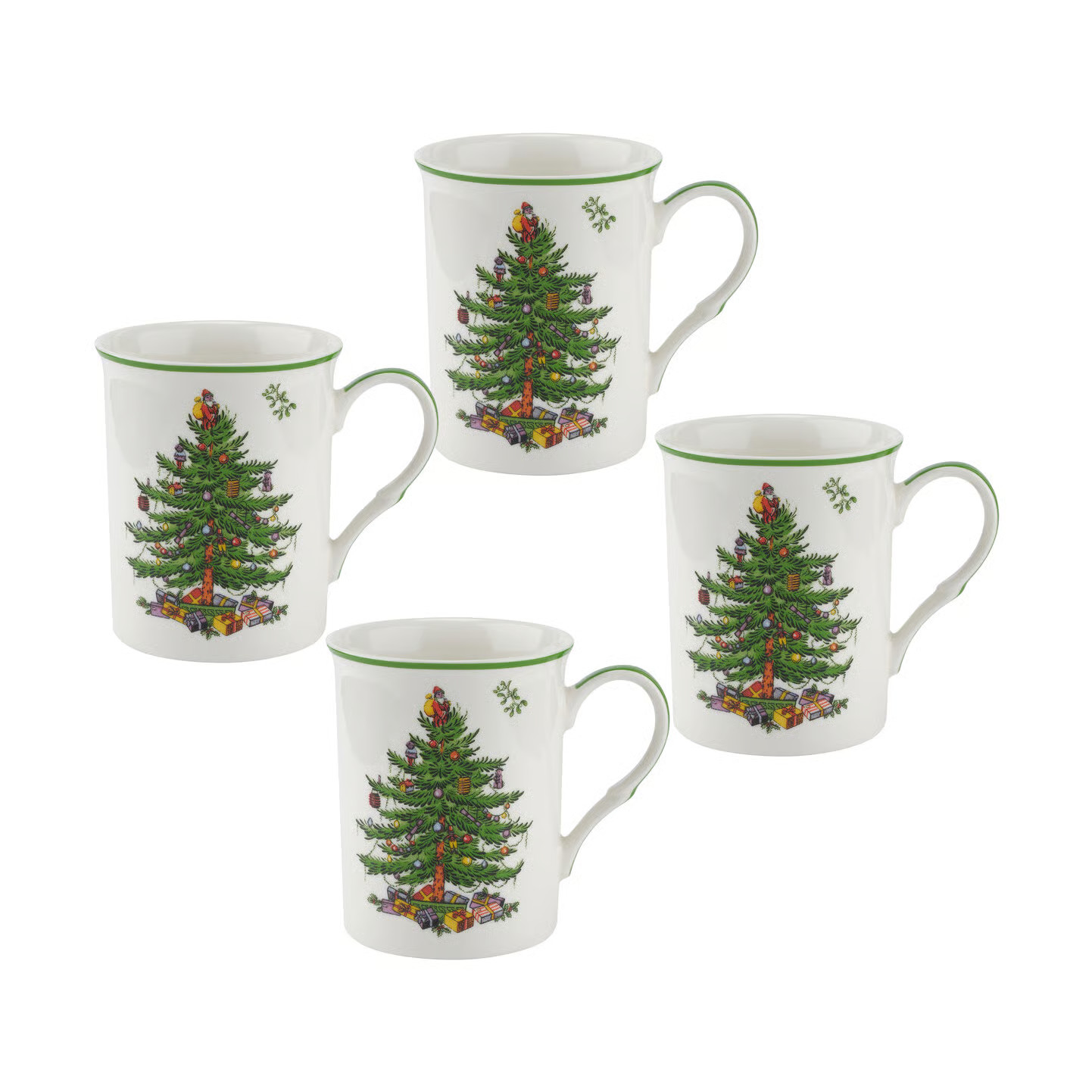 Spode Christmas Tree mokken 34 cl set van 4 wit-groen-rood