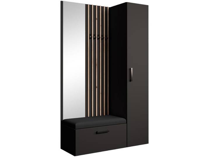 Dressing lamelles + armoire haute, noir+Artisan, 121x203