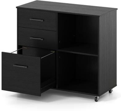 Costway 3-Drawer Mobile Lateral File Cabinet Printer Stand-Black