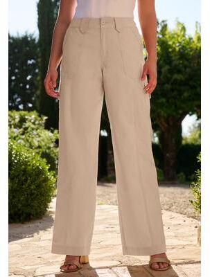 Plus Size Women's Wide-Leg Cargo Pants by Roaman's in New Khaki (Size 16 W)