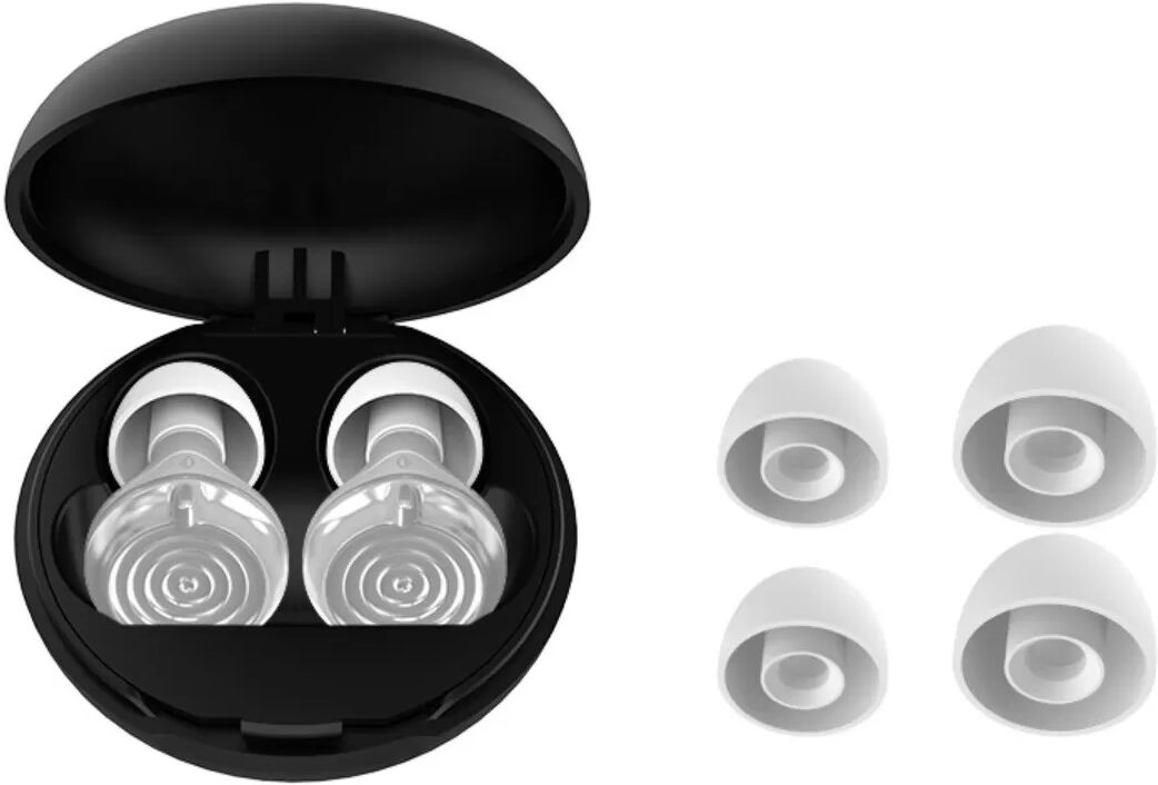 INF Einstellbare geräuschreduzierende Silikon-Ohrstöpsel – Wasserwellen-Design, 3-stufig, waschbar, Doppelring, 25-28db Silber