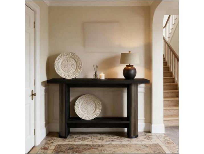 Table console moderne – Noir – Bois – 140 x 30 x 80 cm