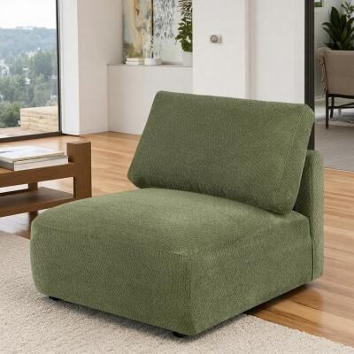 "32.5"" Chenille Armless Lounge Chairs with Loose Back Cushion and Low-Profile Design and Modular Design"