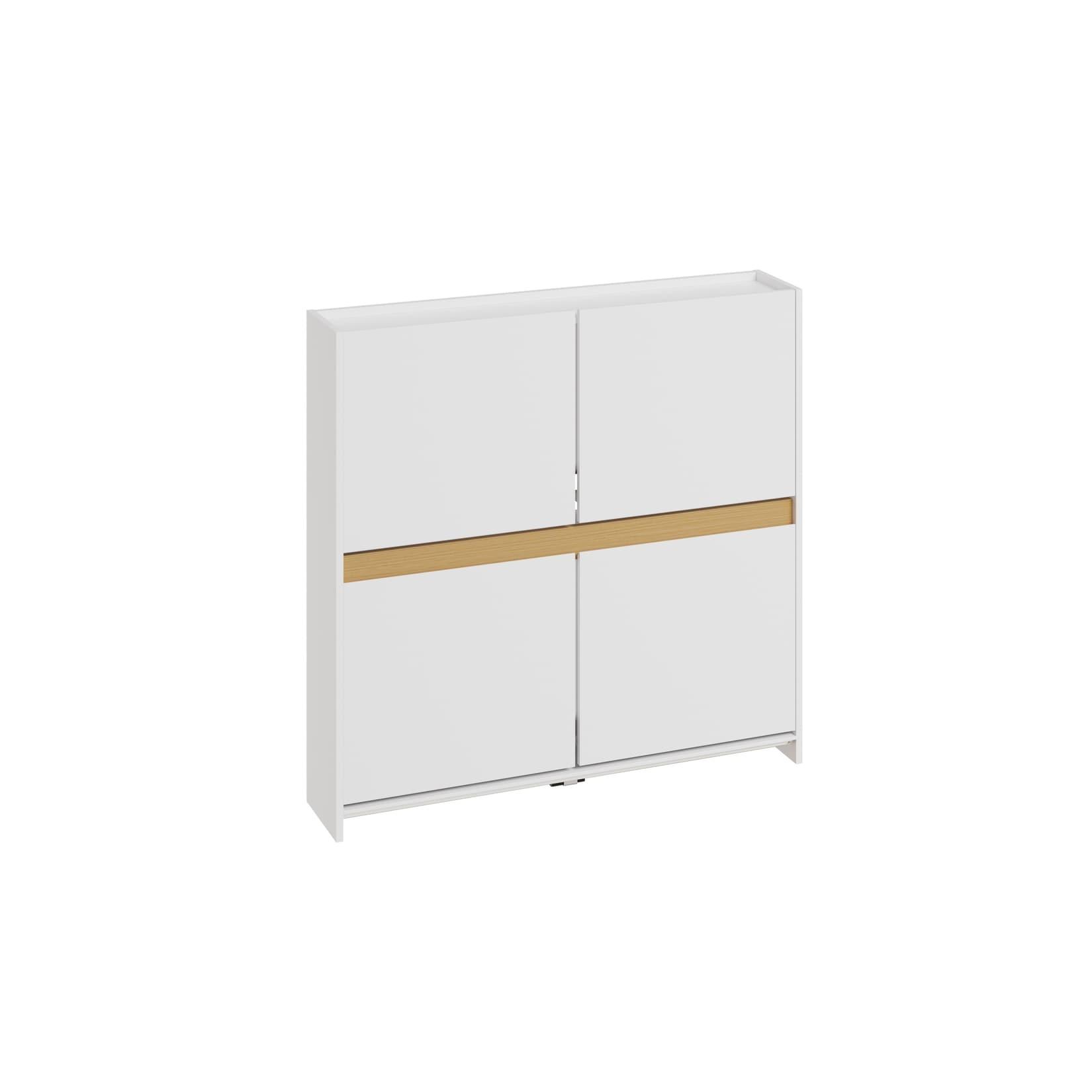 SoBuy Schuhschrank, Schuhkipper, Schuhregal mit 4 Türen Weiß 103x19x99,5cm Nordisch