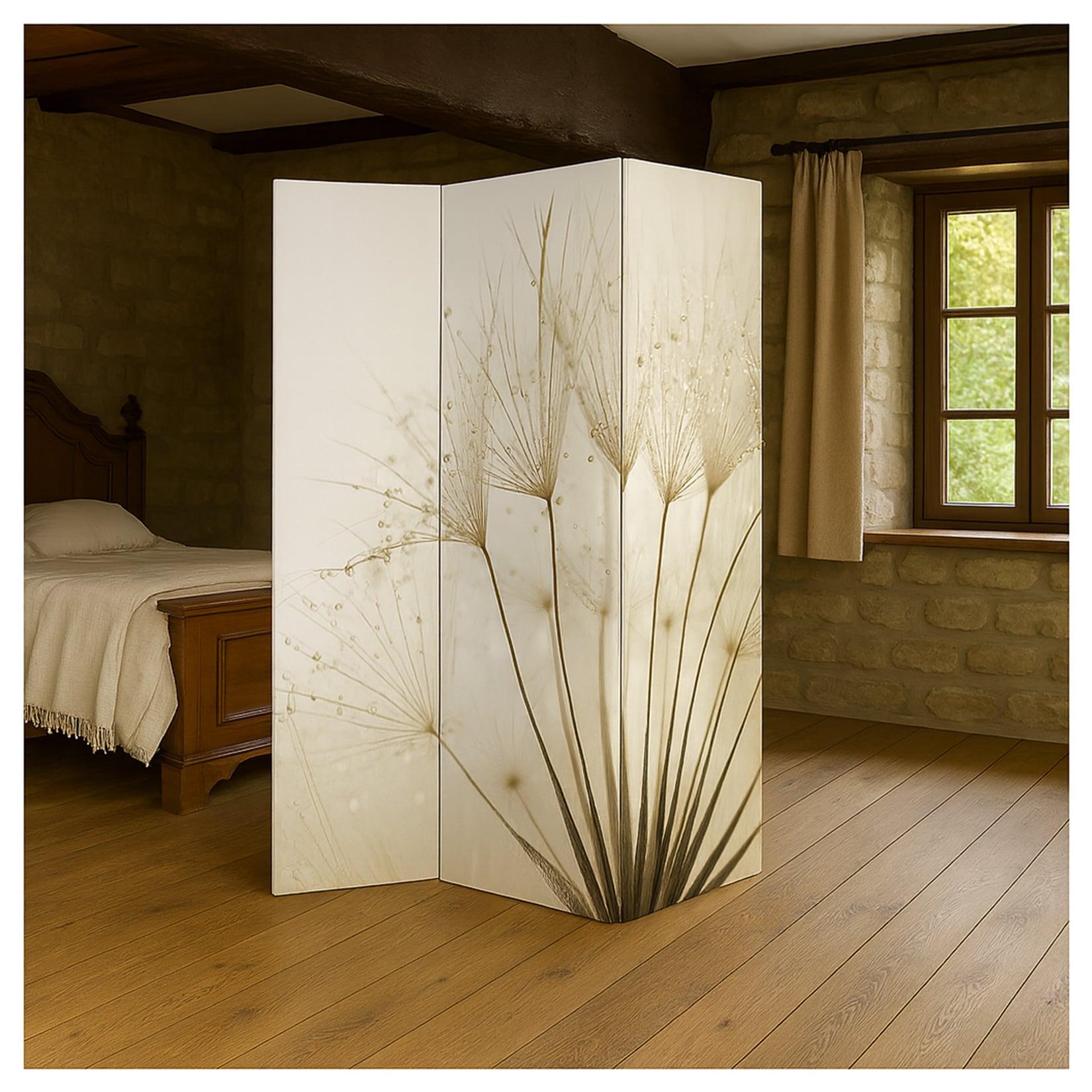 HTI-Living Paravent mit Naturmotiv Pusteblume Weiß