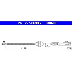 Seilzug Feststellbremse ATE 24.3727-0690.2 für Ford Focus III Turnier