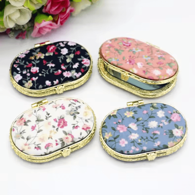 Inspire Curations Vintage Floral Double Sided Pocket Makeup Mirror ellipse random