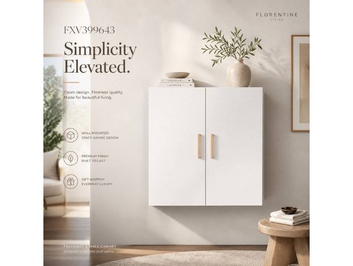 Armoire murale en bois blanc 60x30x60cm, rangement moderne facile à nettoyer