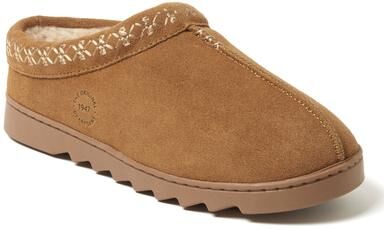 Women's Doreen Genuine Suede Clog with Embroidery by Dearfoams in Chestnut (Size 7 M)