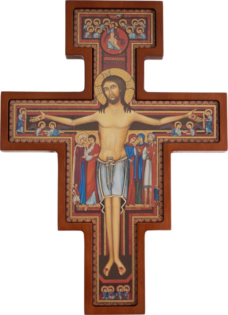Houten kruis van San Damiano, Bruin, B: 14 cm, D: 10 cm, H: 1,8 cm