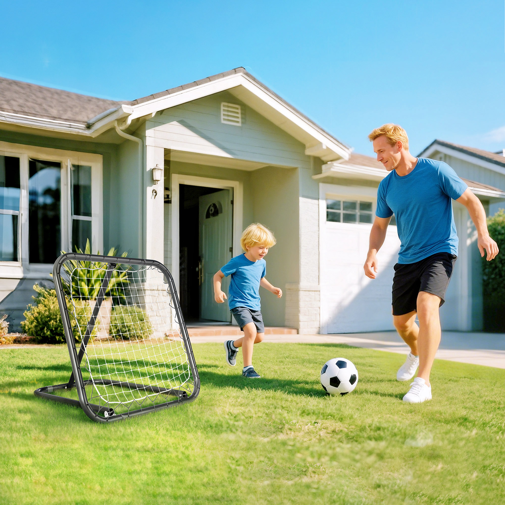 Homcom Rete di Rimbalzo da Calcio con Angolazione Regolabile in Metallo, 78x84x65-78 cm   Aosom Italy