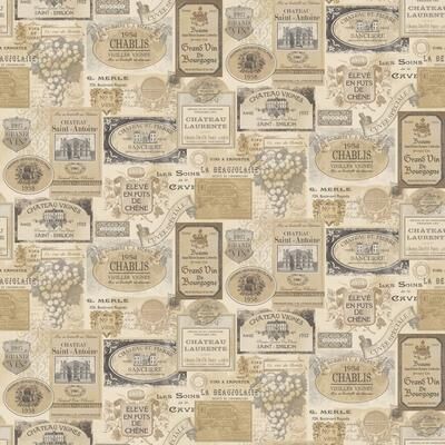 Galerie Wallcoverings Kitchen Recipes Wine Labels Vinyl on Non-woven Matte Wallpaper Roll