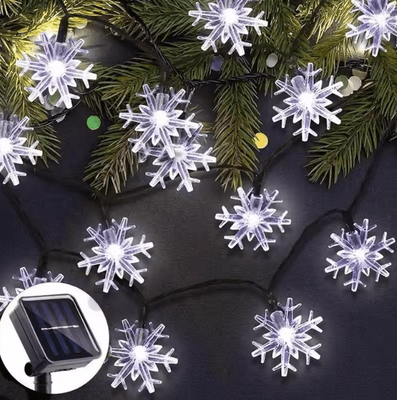 Inspire Curations Solar Snowflake Fairy String Lights Waterproof Outdoor Holiday Decoration white 7m 50leds