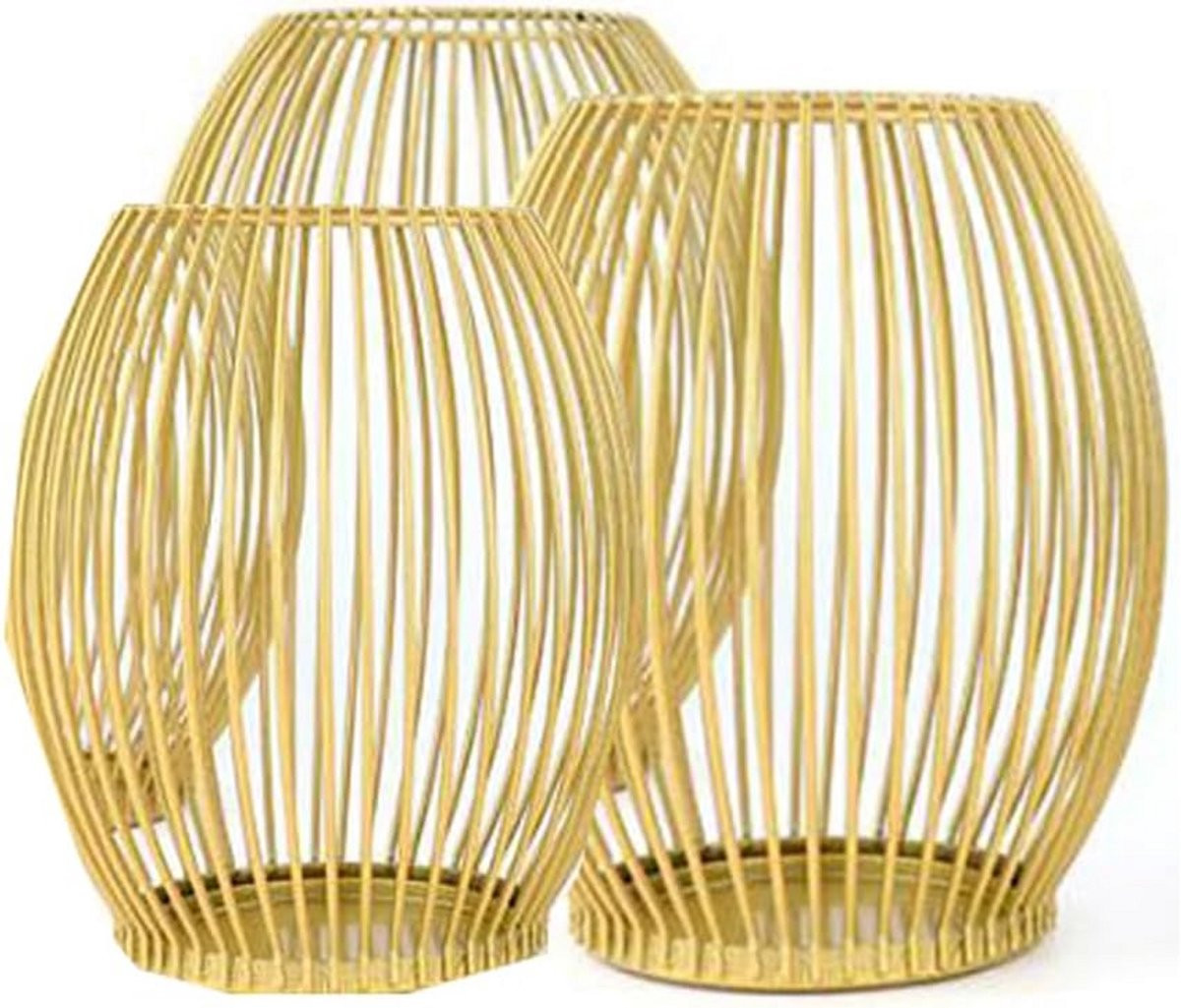 Set van 3 Ovale Metalen Kandelaars Vintage Stijl voor Tealights