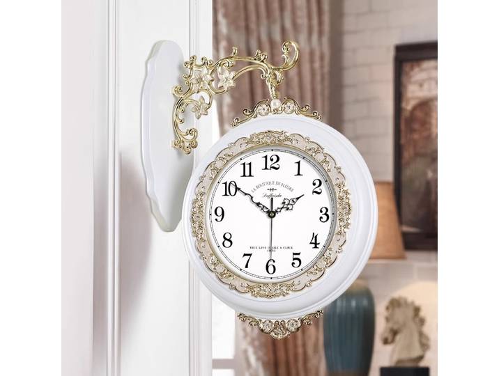 20 pouces deux côtés horloge murale Style européen horloge numérique Restaurant muet Quartz horloge couloir murale montre articles de décoration pour la maison