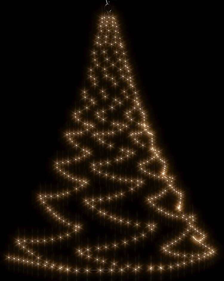 vidaXL Arbre mural avec crochet métallique 720 LED Blanc chaud 5 m