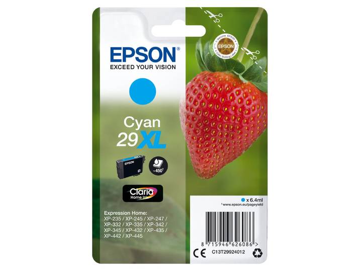 Epson Strawberry enkelverpakking cyaan 29XL Claria Home inkt