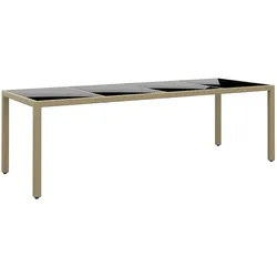vidaXL Gartentisch mit Glasplatte Beige Poly Rattan