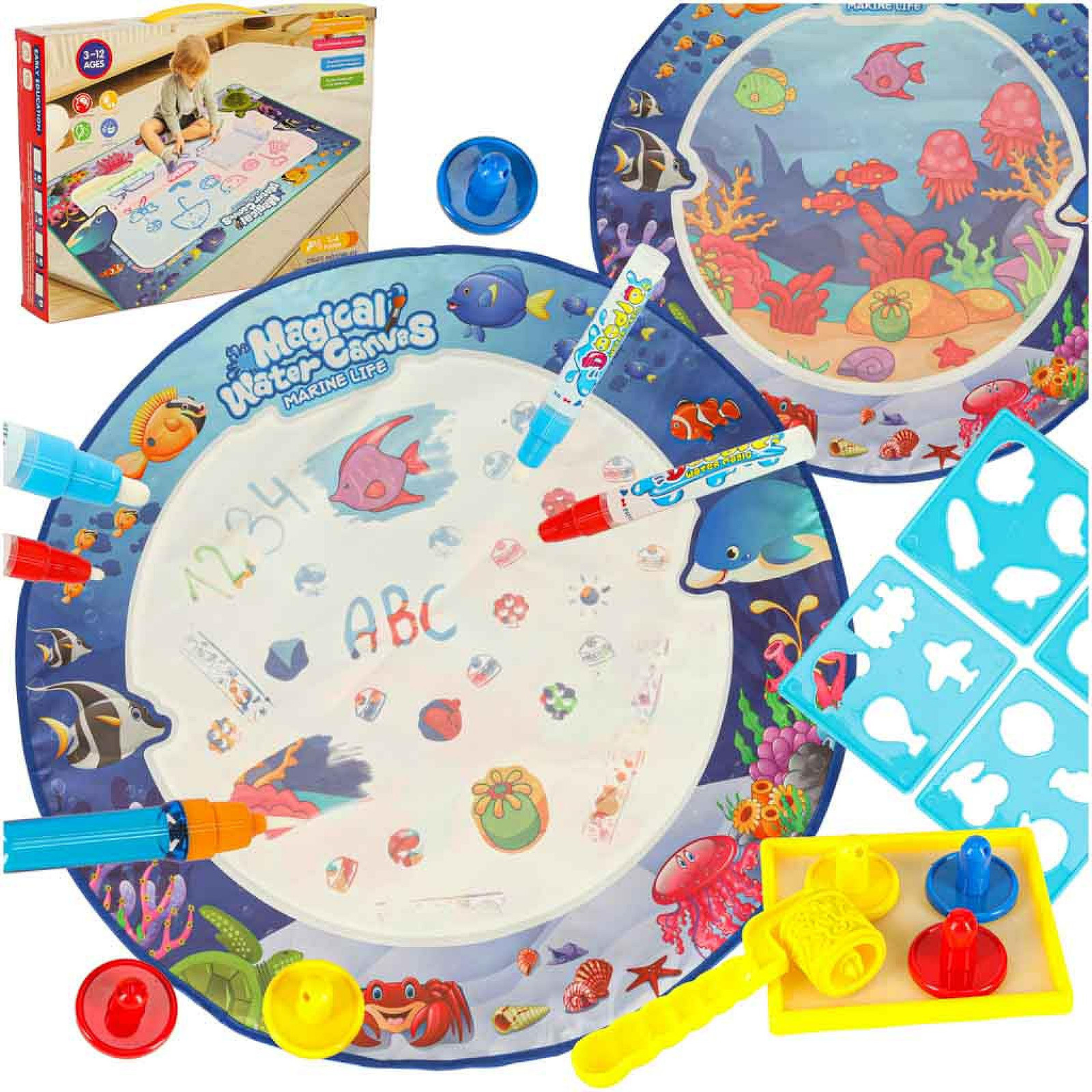 Ikonka Water World watermat voor schilderen en tekenen, rond, 80 cm