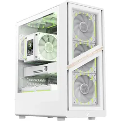 GameMax Boitier Mini Tour Micro ATX Aeris 330 ARGB avec panneau vitré (Blanc) (ITX, mATX), PC Gehäuse, Weiss