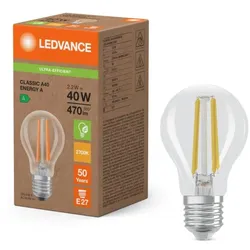 Ledvance E27 Besonders effiziente LED Lampe Classic klar 2,2W wie 40W 2700K warmweißes Licht