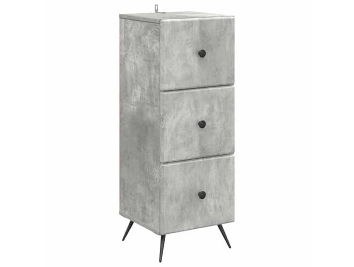 QINXIXINAIXI Schubladenschrank Betongrau 33 x 34,5 x 90 cm Holzwerkstoff Verstellbare Regale,stabiler Schlössermechanismus,kompaktes Design,Büro,Schlafsaal,Wohnung