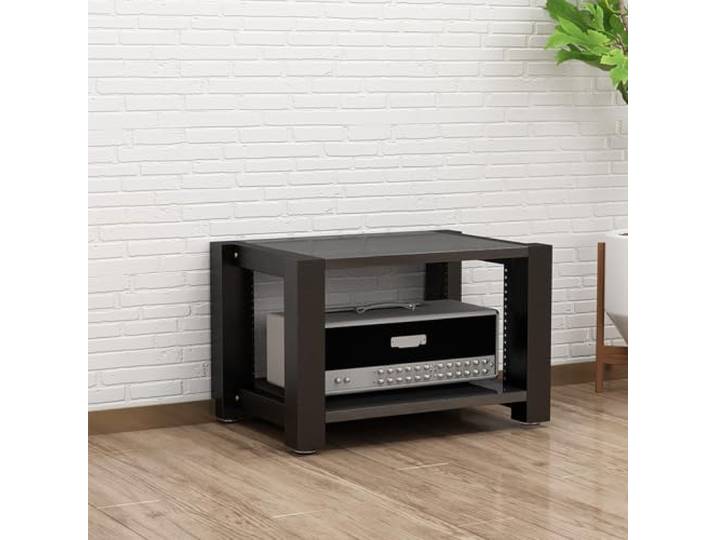 Verstellbares AV Rack 2/3/4/5 Ebenen, Verstärkerständer aus Stahl und Holz Verstellbare Fachböden, AV Geräte Rack, Verstärkerständer, Audio Rack, Stahl-Holz-Konstruktion, Mehrstufige Ablage