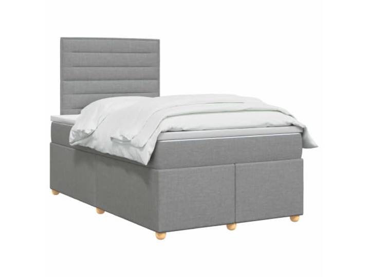 vidaXL Boxspringbett mit Matratze Hellgrau 120 x 200 cm Stoff Bietet perfekt ausgewogene Unterstützung, Anpassbar an deine Wunschhöhe, Praktische und energiesparende USB-Beleuchtung